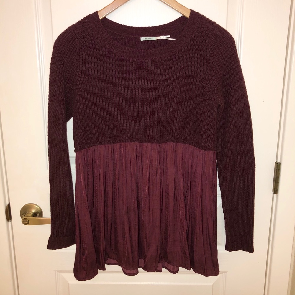 Kimchi Blue Babydoll Knit & Satin Sweater